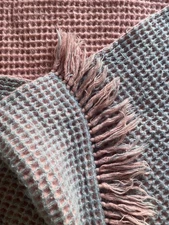 Vintage Welsh Wool Brynkir Waffle Blanket 170cm x 170cm