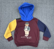 Polo Ralph Lauren Polo Bear Hoodie Kids Size 3T Color Block Pullover