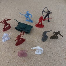 Vintage Plastic Figurines Soldiers, Tank Etc.