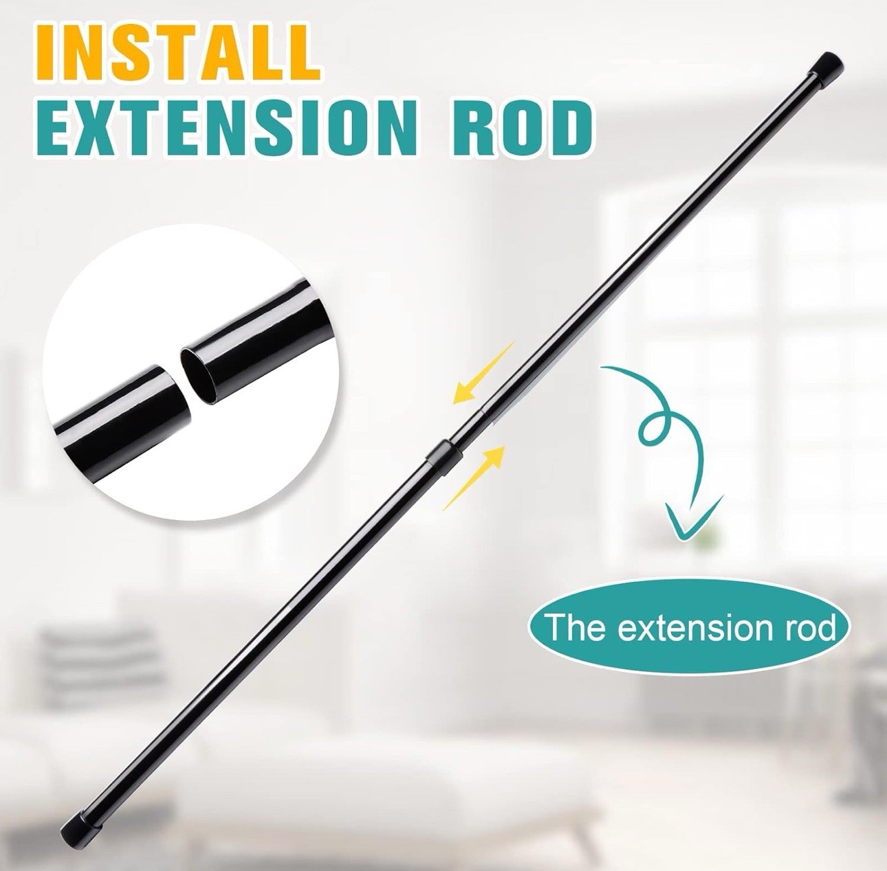 Adjustable Tension Rods Curtains Closets Coat Hanger Shoe Rack No Drill 2Pcs New