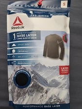 Reebok Men's Pro Series Base Layer Long Sleeve Crew Shirt Size Small Black