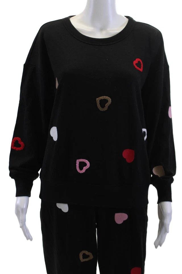 Sudadera Pullover Lou & Grey Mujer Negra Cuello Redondo Cordón Corazón Talla S Foto 2 de 4