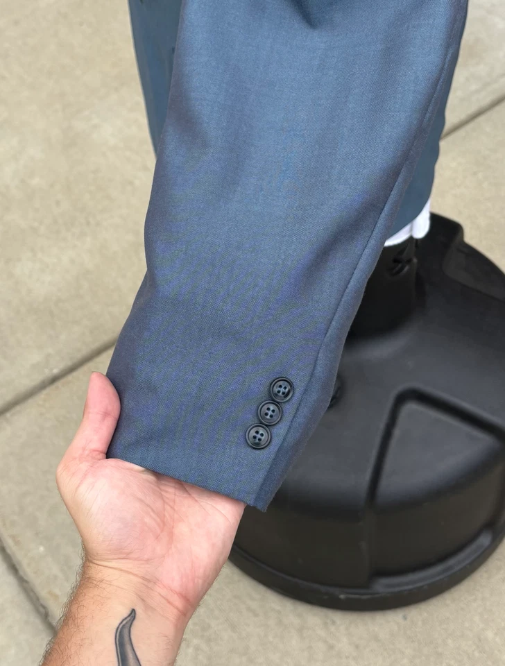 Traje de Lana Raffinati 42R Azul Doble Pecho 2 Piezas 34L Pantalones Hecho en EE. UU. NUEVO SIN ETIQUETAS De Colección Foto 4 de 4