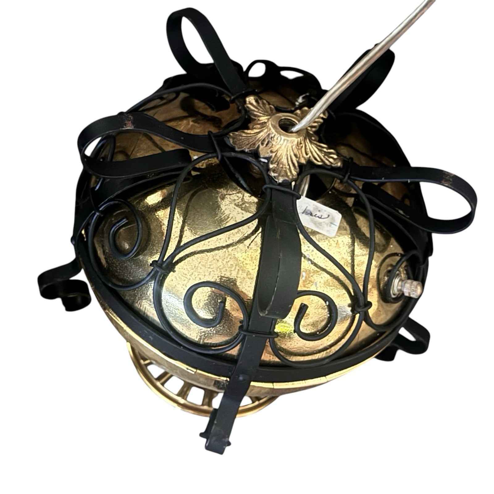 1800s THE B&H Electrified Brass/Iron Scroll GWTW Oil Lamp Bradley Hubbard 15”