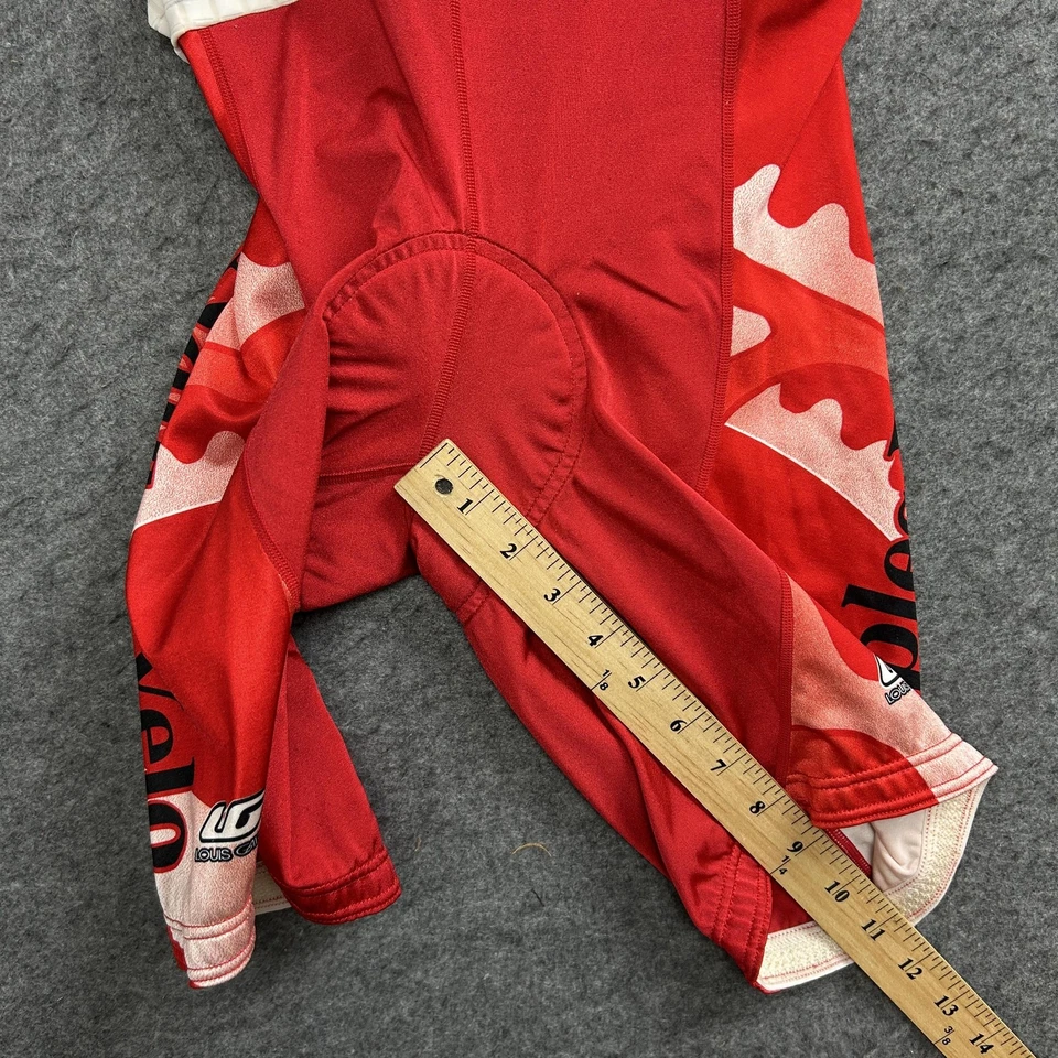 Louis Garneau Cycling Bib Shorts Mens XL Red White Chamois Padded Velo Clint's - Image 2 of 4