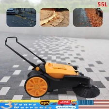 41" Hand Push Sweeper Pavement Street Sweeping Tool Walk-behind Outdoor Cleaner