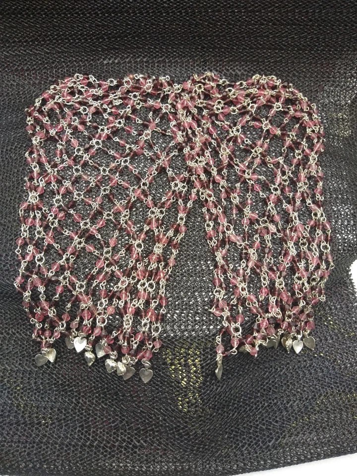 Conjunto de duas peças de cabeça de corrente boêmia vermelha e prata - Imagem 2 de 3