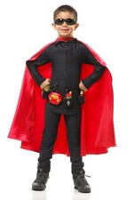 Super Hero Cape Red Superhero Fancy Dress Up Halloween Child Costume Accessory
