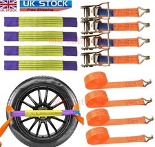 4PCS Around The Wheel Ratchet Recovery Strap 4M Trailer Lashing Orange 3000KG