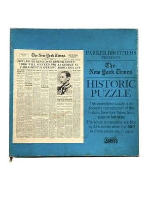 Vintage 1967 Parker Brothers New York Times Historic Puzzle Abdication Complete