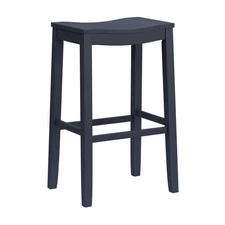 Navy Blue Backless Saddle Bar Stool Classic Design With Grooved Seat 30 Inches