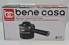 Bene Casa Espresso Replacement Carafe Compatible with most 4 Cup Espresso Makers