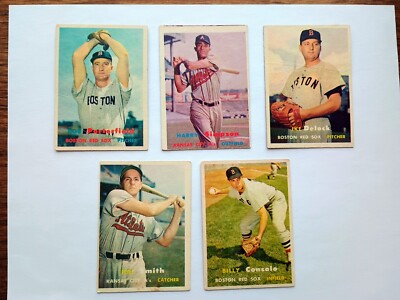 5 - 1957 Topps #399 Console #225 Simpson #118 Porterfield #63 Delock #41 Smith