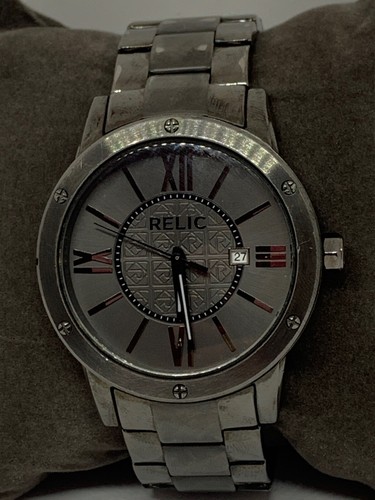 Relic ZR11998 Mens Gray Stainless Steel 