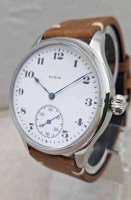 Elgin 12s Pocket Marriage Watch Conversion 44mm SS Wrist Watch 1922 Movement