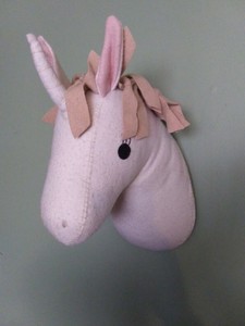 stuffed unicorn head wall decor