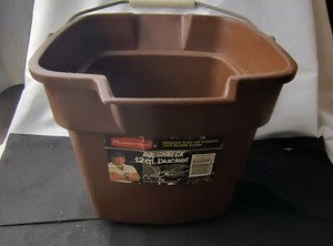 Rubbermaid Roughneck 12Qt Square Utility Bucket 2964 Brown 1980's USA