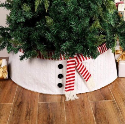 Christmas Tree Skirt Scarf Wool Fabric Decorative Tree 72-inch White Base Cover 