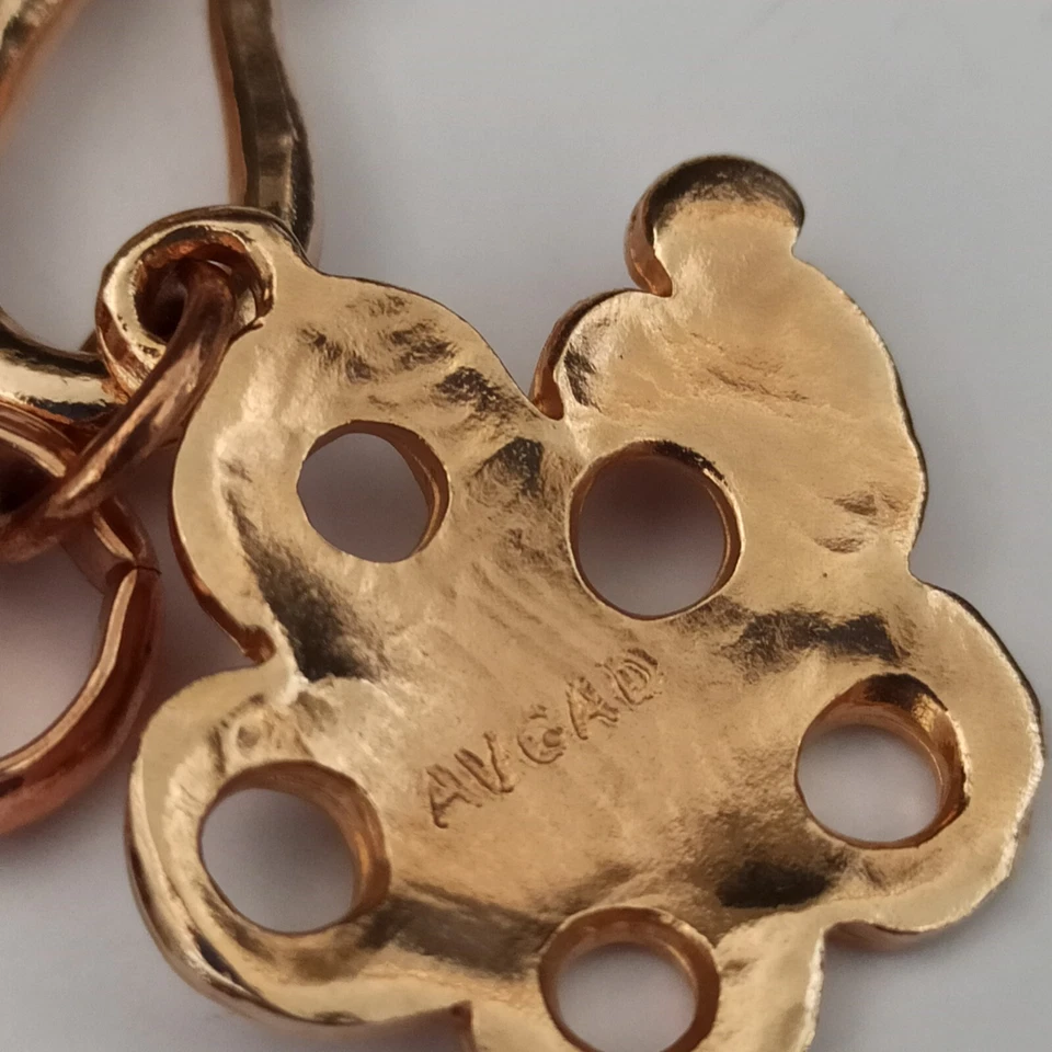 Pulsera Rolo Tono Oro Rosa Rosa AB Cristal Arte Israelí AVGAD Dije Modernista Foto 4 de 4