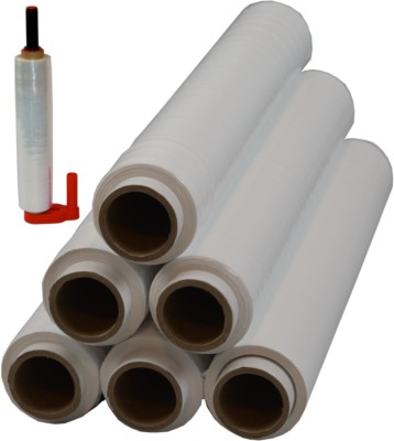 6 x Rollen Stretchfolie + Abroller Palettenfolie 23 my 1,5 kg Weiß
