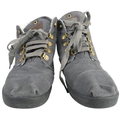 Toms Damen Highland Stiefel Botas Sherpa Canvas grau Größe UK 6