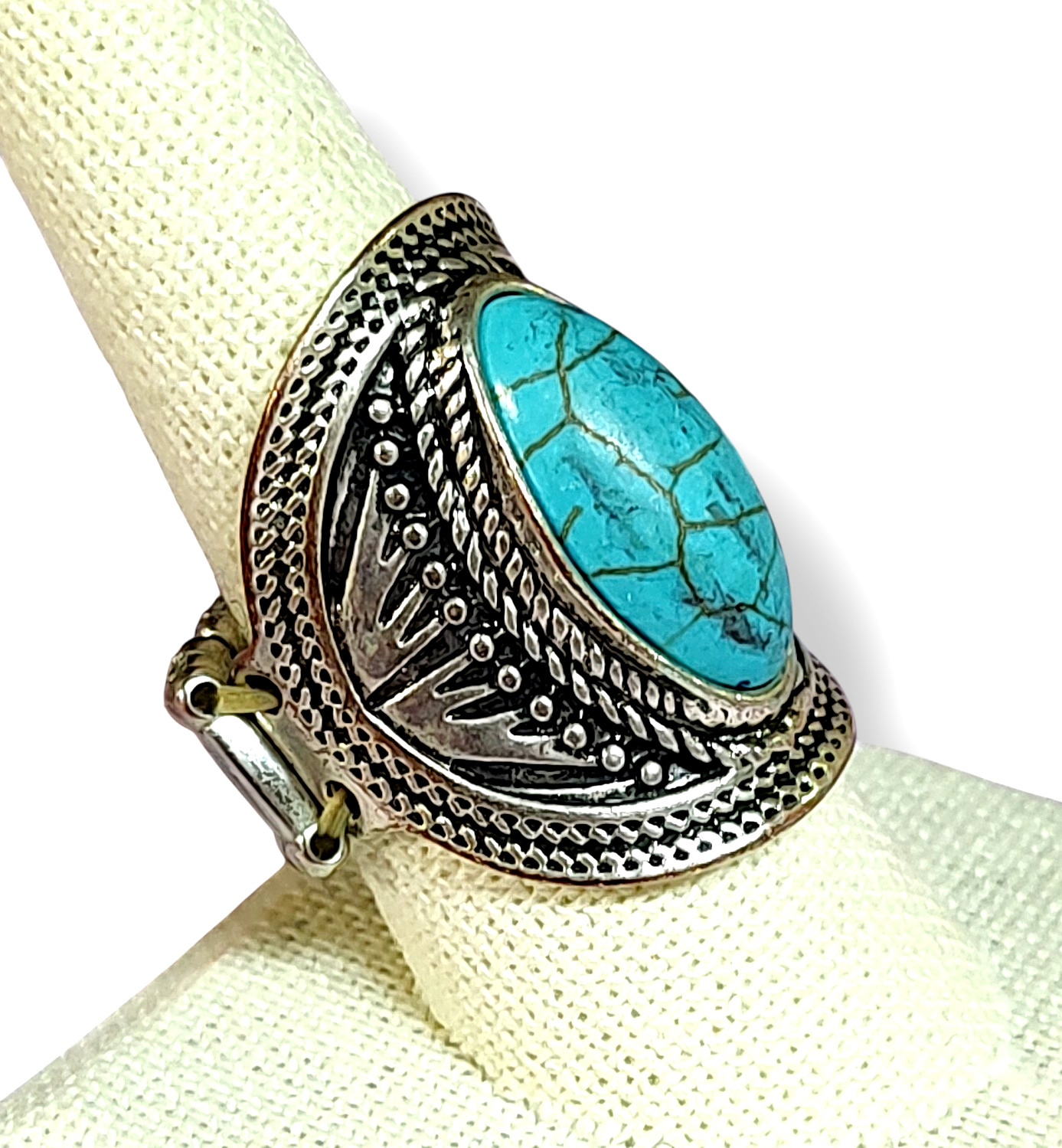 Adjustable Eastern Style Blue Ring - image 4