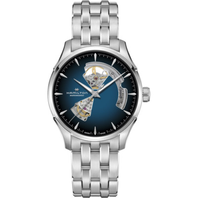 New Hamilton Jazzmaster Auto Open Heart ST Steel Blue Dial Men's Watch H32675140
