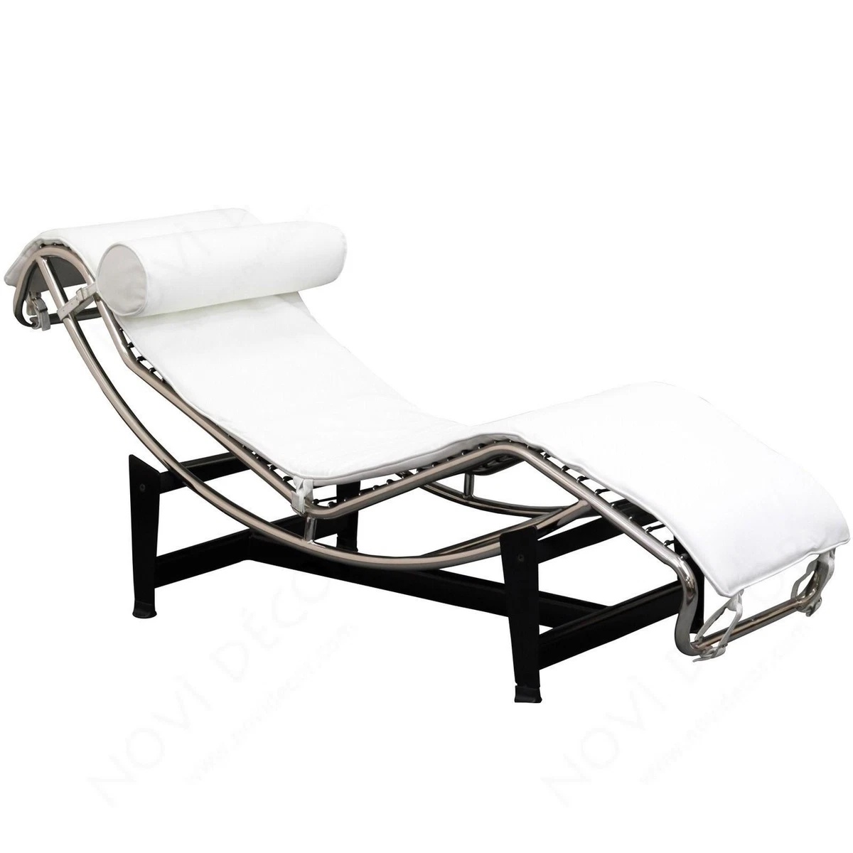 Le Corbusier Leather Chaise Lounge Chair in white genuine leather 1184