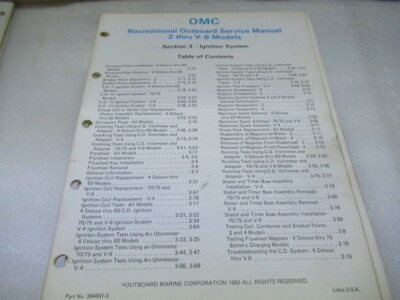 ３つセット OMC 2 Thru V-6 Model Section 3 Ignition Recreational Service
