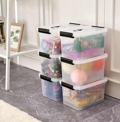 6-Pack Stackable Clear Plastic Storage Bins with Secure Lids & Latches - 6 Quart - Picture 9 of 11
