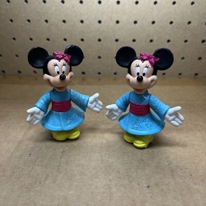 (2) Vintage Epcot Center Minnie Mouse blue kimono dress toy figure Disney Lot