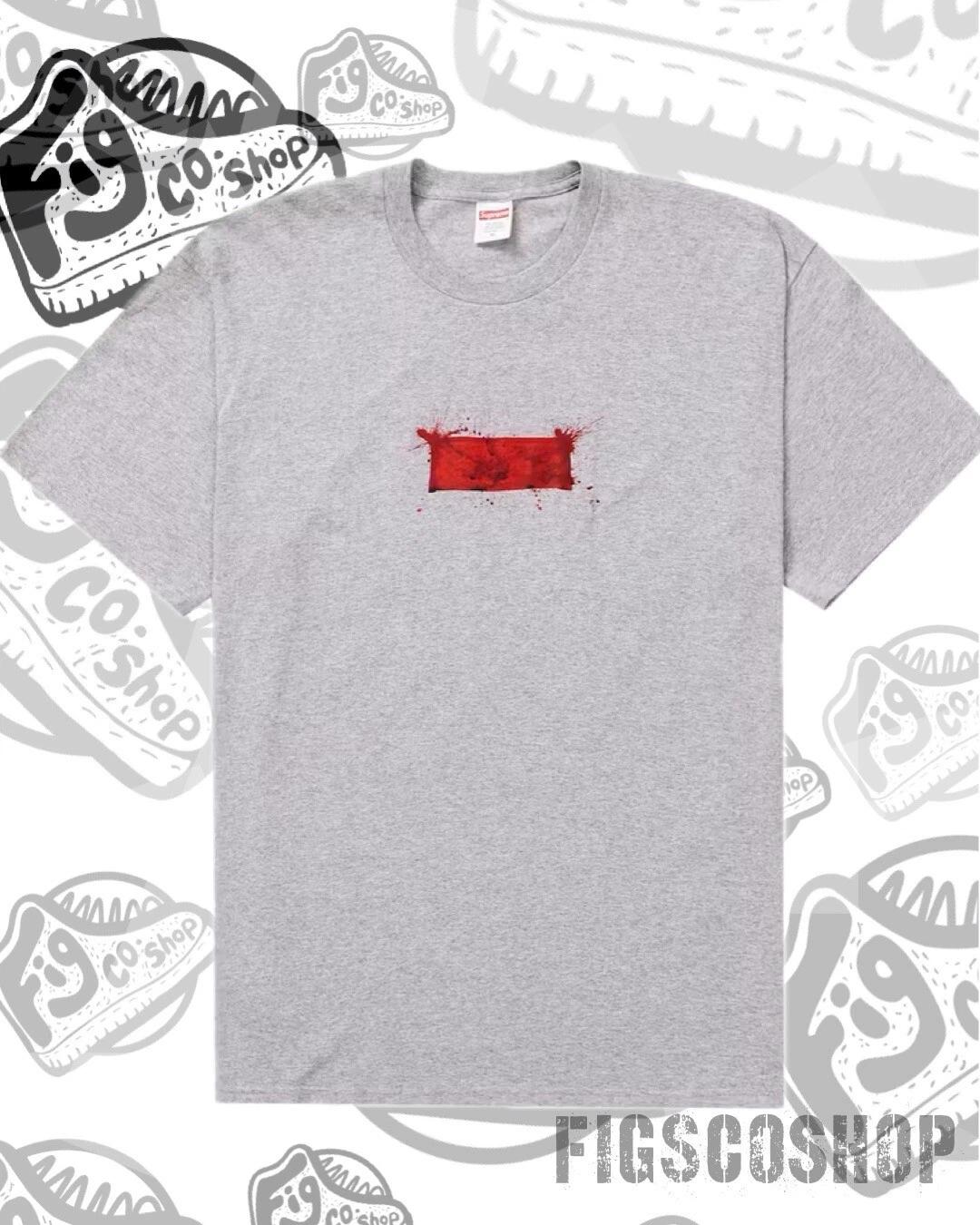 T shirt Supreme Ralph Steadman Box logo bruyère gris X Larg rouge bogo 