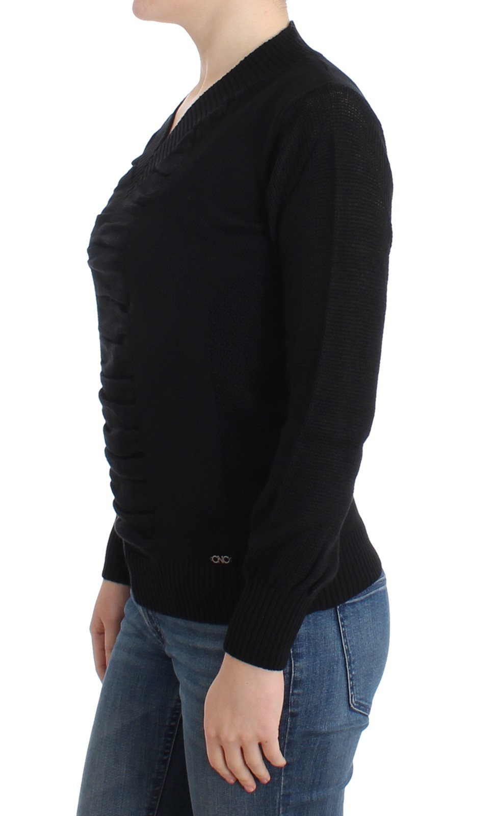 C'N'C COSTUME NATIONAL Sweater Black V-Neck Lightweight Jumper XS/ US 4 RRP $280 image 2