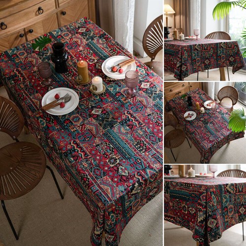 Bohemia Ethnic Print Rectangle Tablecloth Home Dinner Party Decor Dining Kitchen - Picture 7 of 13