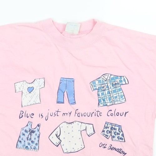 United Colors of Benetton Girls Pink Cotton blend T-Shirt Size M - Picture 7 of 12