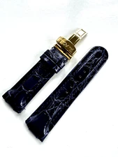 24MM Genuine JOE RODEO BLUE LEATHER w/GOLD Tone BUCKLE Replacement Watch Strap