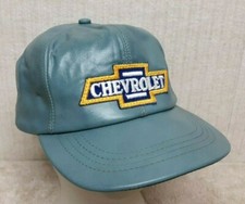 CHEVROLET - Vintage LEATHER - Baseball Cap Hat - TEAL AQUA BLUE