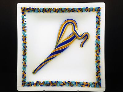 Games of Colors: A decorative square fused glass plate Vitri II