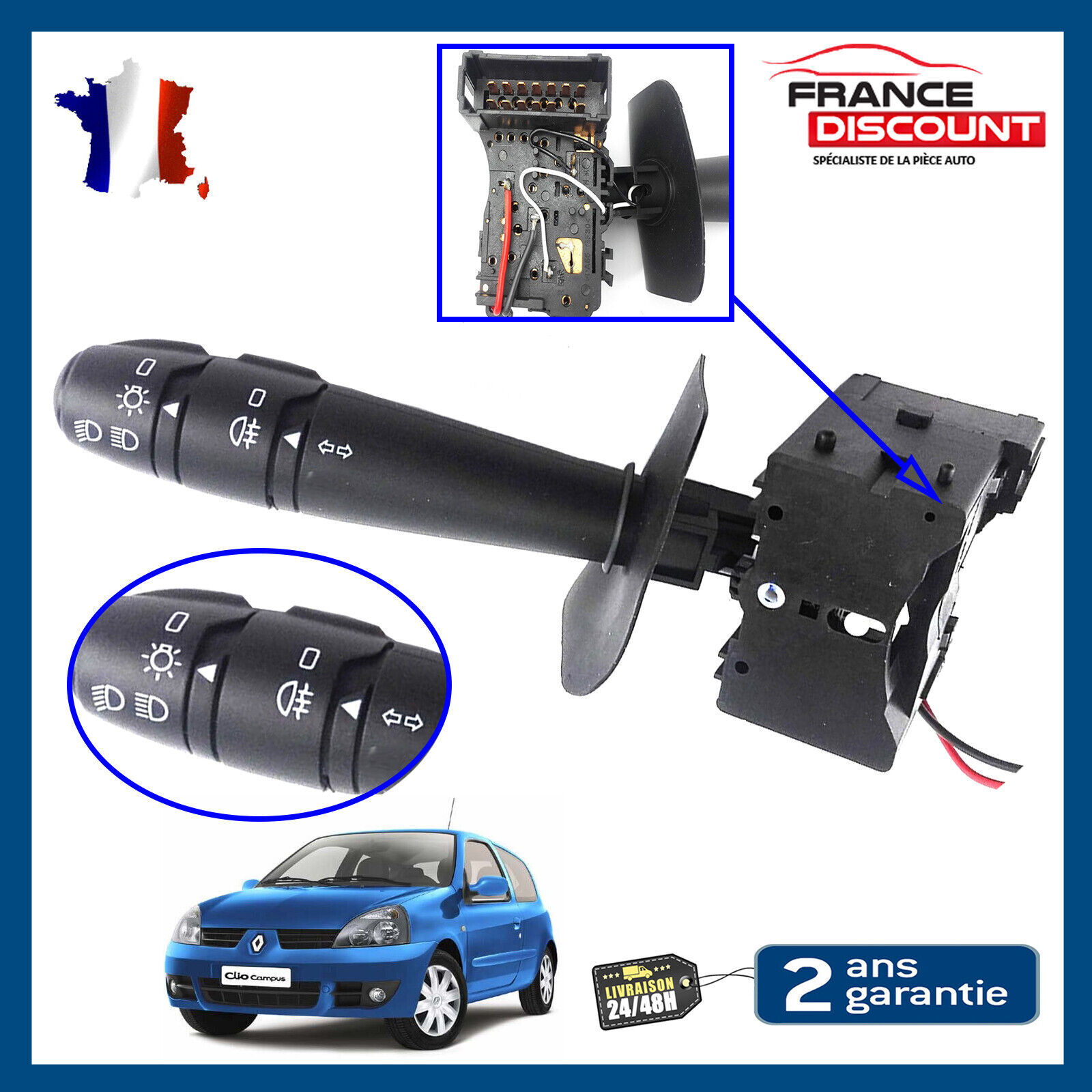 Commutateur de phare pour Clio II et Thalia I commodo d'éclairage noir