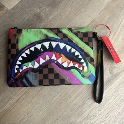 NEW SPRAYGROUND MULTI COLOR CLUTCH BAG PURSE FAUX LEATHER LIMITED EDITION