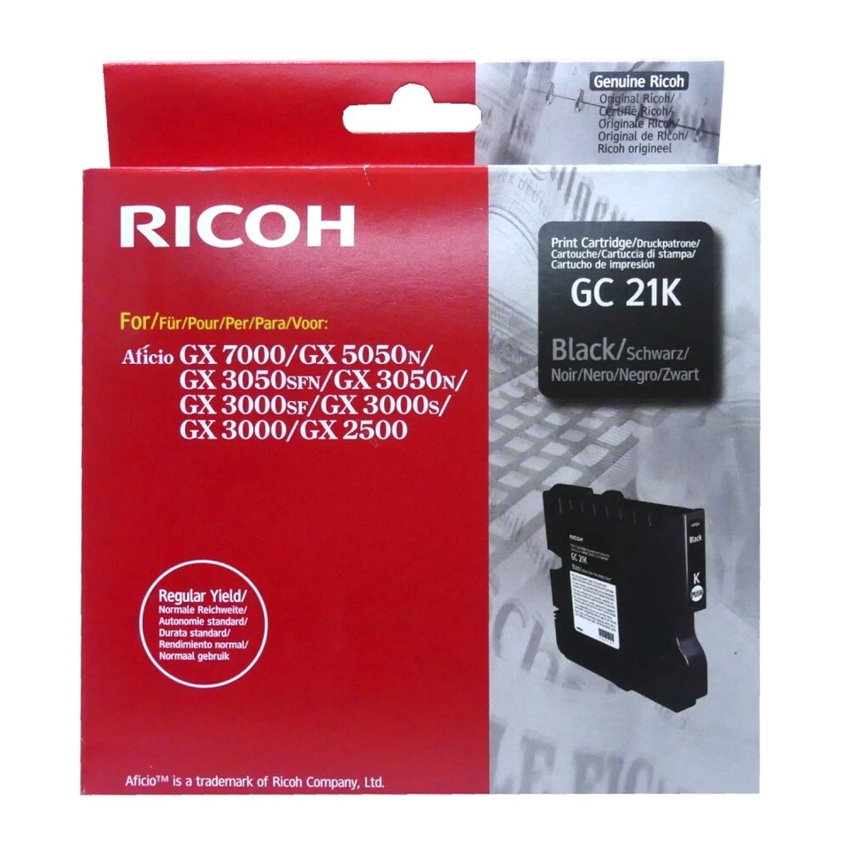 Original Ricoh Gel Cartouche GC-21BK Noir pour Aficio GX 5050 7000 Ag - Photo 1/1