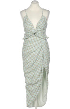 ASOS Gingham Linen Maxi Dress Button Front Strappy Asymmetrical Green Ruffle 8