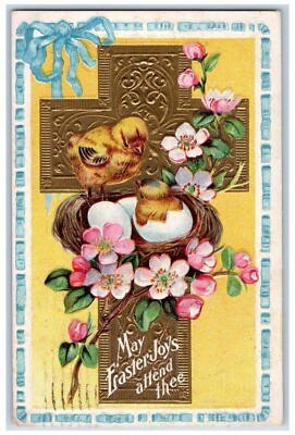 Springfield MA Postcard Easter Criss Hatched Egg Baby Chicks Flowers Nash 1911
