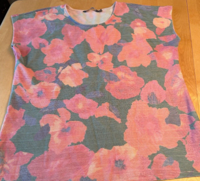 ULLA POPKEN FLORAL KNIT TOP WOMENS SZ 12 14