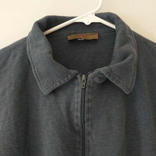 Luciano Barbera Crop Top T Shirt Women L Blue Gray Long Slee Boxy 1/4 Zip Collar - Picture 2 of 7
