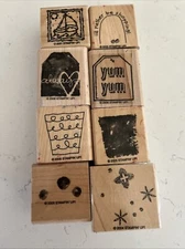 Stampin' Up! RUBBER STAMPS Lot Of 8 MIXED THEMES 2001 THROUGH 2006 Approx 1.75”