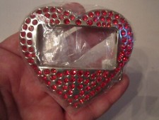 NEW HEART SHAPED BELT BUCKLE WITH RED CRYSTALS - BELT BUCKLE - BOX B
