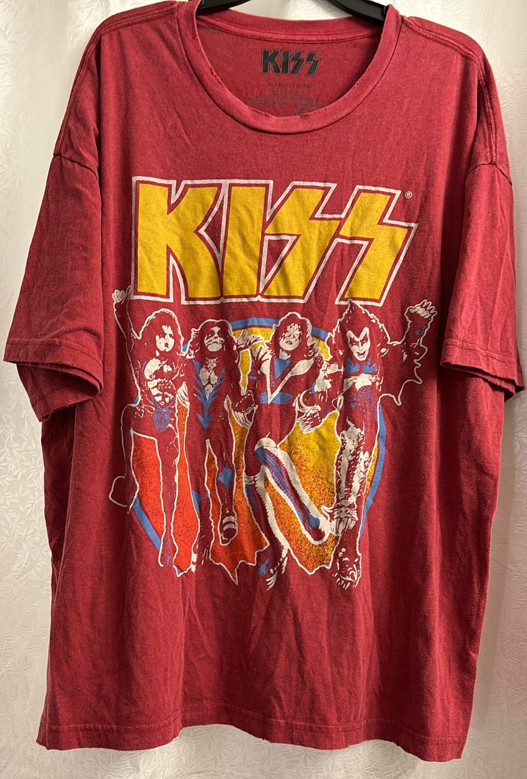 Kiss Mens T Shirt Rustic Burgundy XL (46-48) New