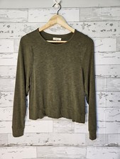 Madewel Womens Sweatshirt Medium Olive Green Cropped Lounge Travel