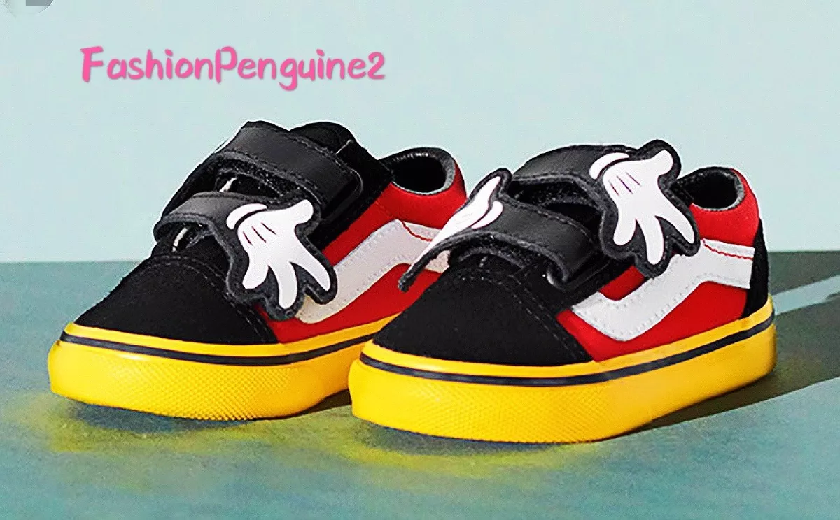 💝Vans x Disney Old V Mickey Mouse Hug Yellow Red Black Youth |